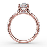 Classic Oval Diamond Solitaire Engagement Ring With Hidden Pavé Halo