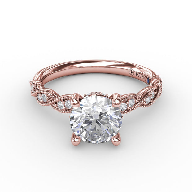 Classic Diamond Solitaire Engagement Ring With Diamond Twist Band