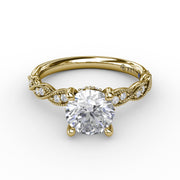 Classic Diamond Solitaire Engagement Ring With Diamond Twist Band