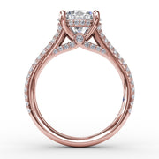 Classic Hidden Halo Round Diamond Solitaire Engagement Ring With Split-Diamond Shank