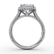 Seamless Pavé Diamond Double Halo Engagement Ring