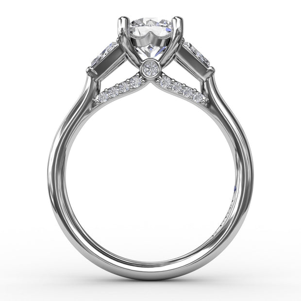 Three-Stone Engagement Ring With Tapered Baguettes