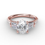 Oval Diamond Engagement Ring With Tapered Baguette Side Stones