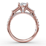 Oval Diamond Engagement Ring With Tapered Baguette Side Stones