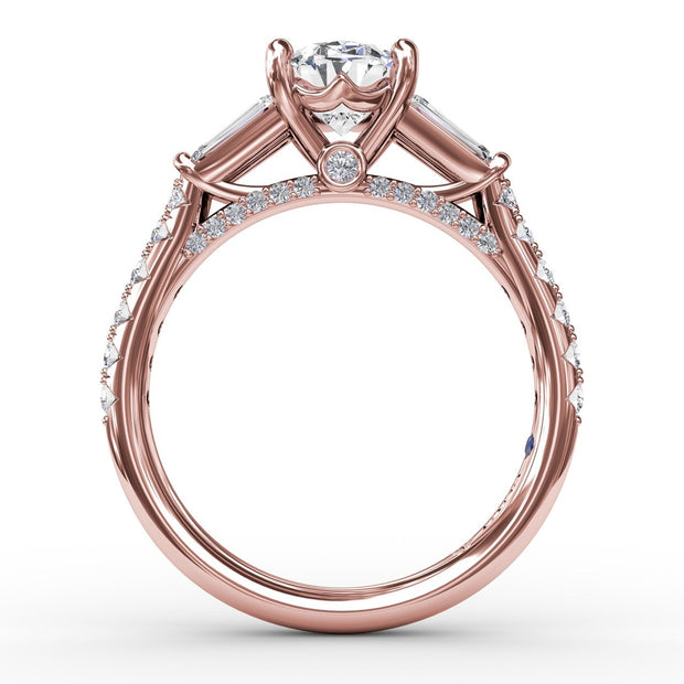 Oval Diamond Engagement Ring With Tapered Baguette Side Stones