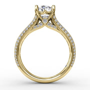 Oval Diamond Solitaire Engagement Ring With Baguettes and Pavé
