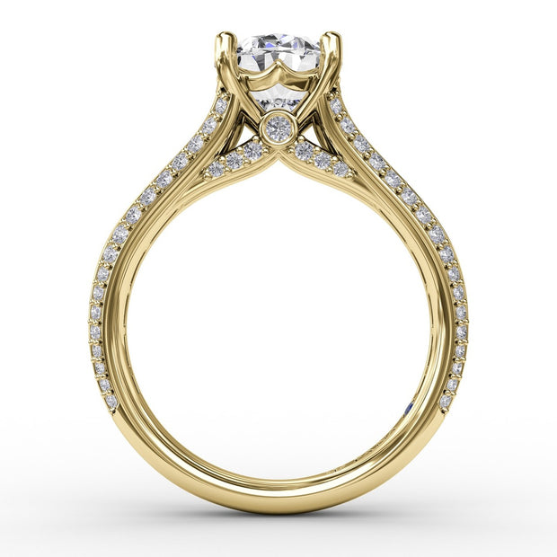 Oval Diamond Solitaire Engagement Ring With Baguettes and Pavé