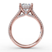 Contemporary Solitaire Diamond Engagement Ring With Split-Shank Diamond Band