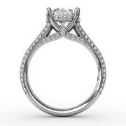 Contemporary Solitaire Diamond Engagement Ring With Split-Shank Diamond Band