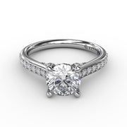 Classic Diamond Solitaire Engagement Ring With Diamond Band
