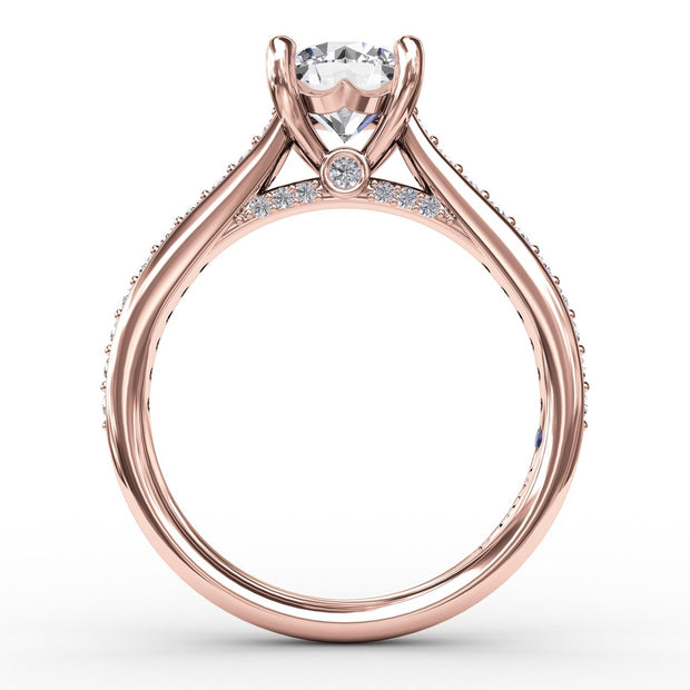 Classic Diamond Solitaire Engagement Ring With Diamond Band