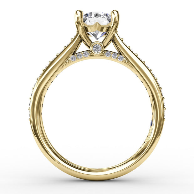 Classic Diamond Solitaire Engagement Ring With Diamond Band
