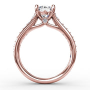 Classic Round Diamond Solitaire Engagement Ring With Diamond Band