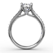 Classic Round Diamond Solitaire Engagement Ring With Diamond Band