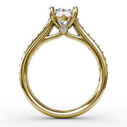 Classic Round Diamond Solitaire Engagement Ring With Diamond Band