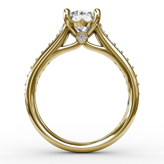 Classic Round Diamond Solitaire Engagement Ring With Diamond Band