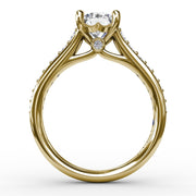 Classic Round Diamond Solitaire Engagement Ring With Diamond Band