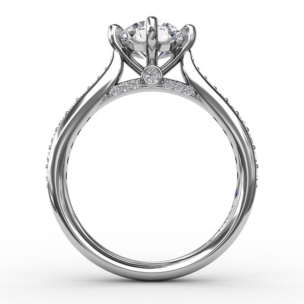 Contemporary Diamond Solitaire Engagement Ring With Tapered Diamond Band