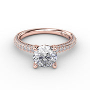 Classic Solitaire Engagement Ring With Flawless Pavé Band