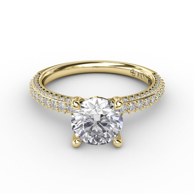 Classic Solitaire Engagement Ring With Flawless Pavé Band