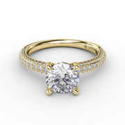 Classic Solitaire Engagement Ring With Flawless Pavé Band