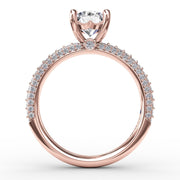 Classic Solitaire Engagement Ring With Flawless Pavé Band