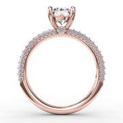 Classic Solitaire Engagement Ring With Flawless Pavé Band