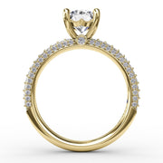 Classic Solitaire Engagement Ring With Flawless Pavé Band