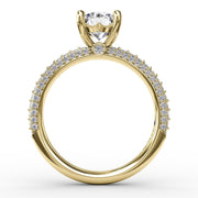Classic Solitaire Engagement Ring With Flawless Pavé Band