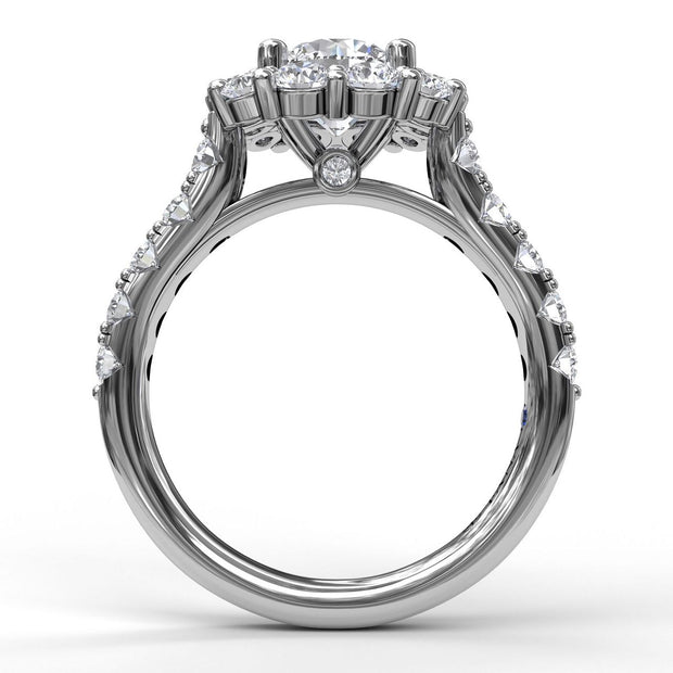 Chunky Diamond Cushion Halo Engagement Ring