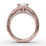 Graduated Diamond Encrusted Engagement Ring