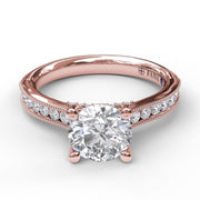 Single Row Channel Milgrain Engagement Ring