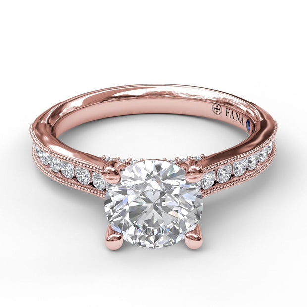Single Row Channel Milgrain Engagement Ring
