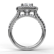 Exquisite Unique Double Halo Engagement Ring