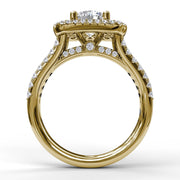 Exquisite Unique Double Halo Engagement Ring