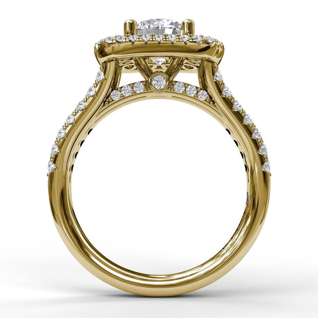 Exquisite Unique Double Halo Engagement Ring