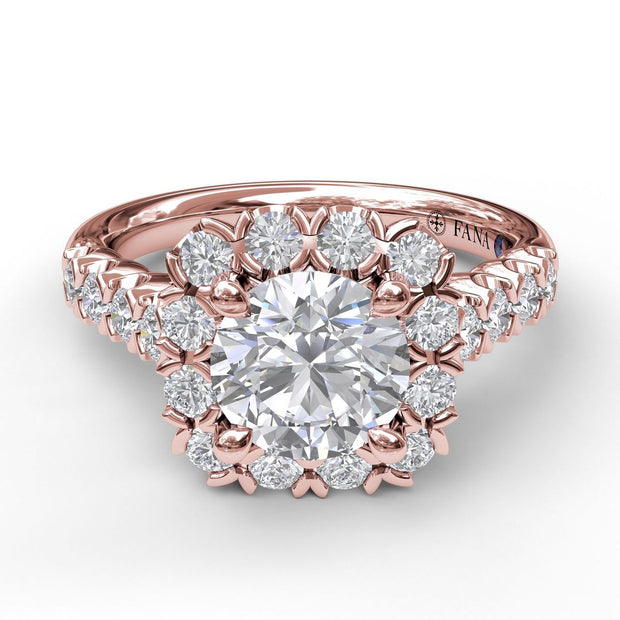 Chunky Cushion Halo Engagement Ring