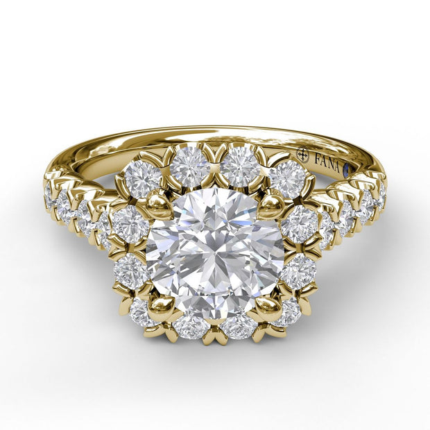 Chunky Cushion Halo Engagement Ring