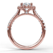 Round Cut Engagement Ring With Scalloped Halo