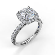 Classic Diamond Halo Engagement Ring with a Gorgeous Side Profile