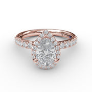 Classic Diamond Halo Engagement Ring with a Gorgeous Side Profile