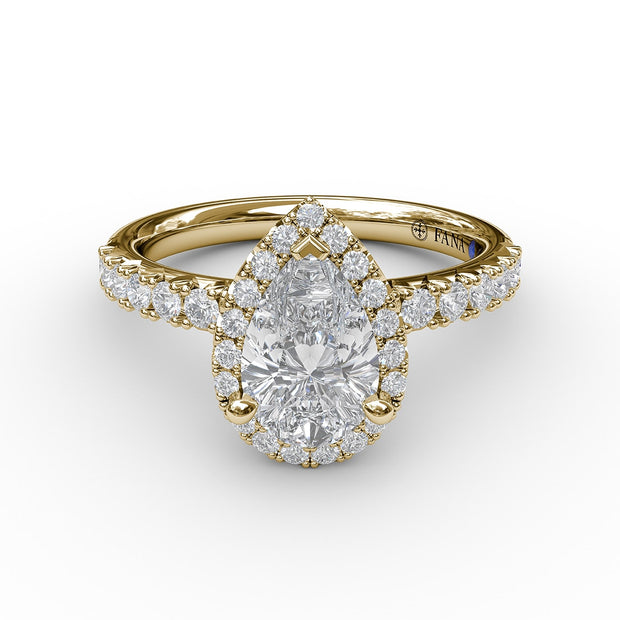 Classic Diamond Halo Engagement Ring with a Gorgeous Side Profile