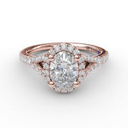 Classic Diamond Halo Engagement Ring with a Subtle Split Band