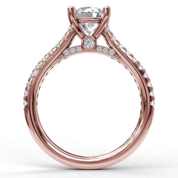 Classic Diamond Engagement Ring with Beautiful Side Detail