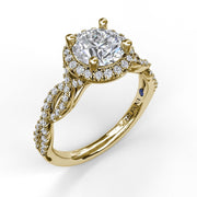 Round Halo Twist Engagement Ring