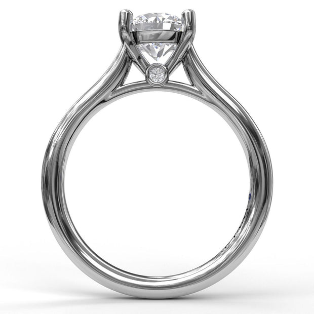 Round Solitaire With Cathedral Band Engagement Ring