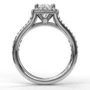 Classic Diamond Halo Engagement Ring with a Subtle Split Band