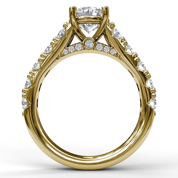Wide Band With Bold Pave Engagement Ring