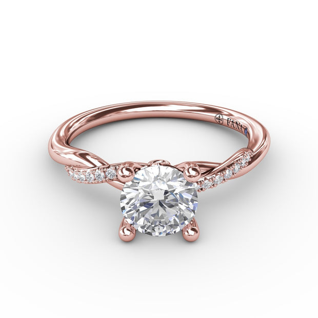 Classic Round Diamond Solitaire Engagement Ring With Twisted Shank