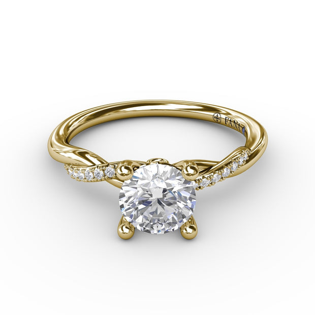 Classic Round Diamond Solitaire Engagement Ring With Twisted Shank